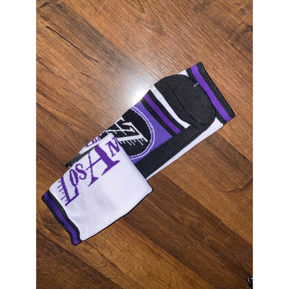 Los Angeles Lakers Nike Elite Crew Socks Mens Basketball Purple White Black‎ CHN